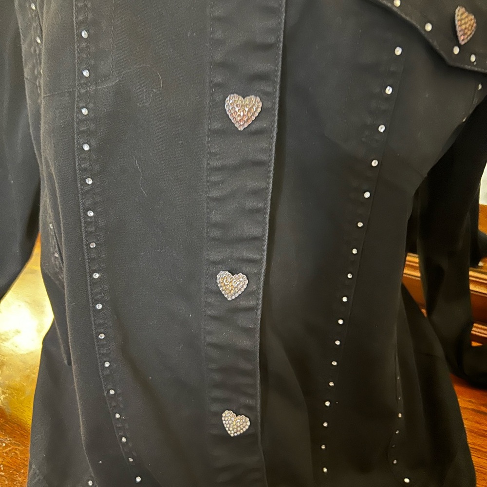 Quacker Factory vintage black denim heart jacket. Size M. - Picture 3 of 8